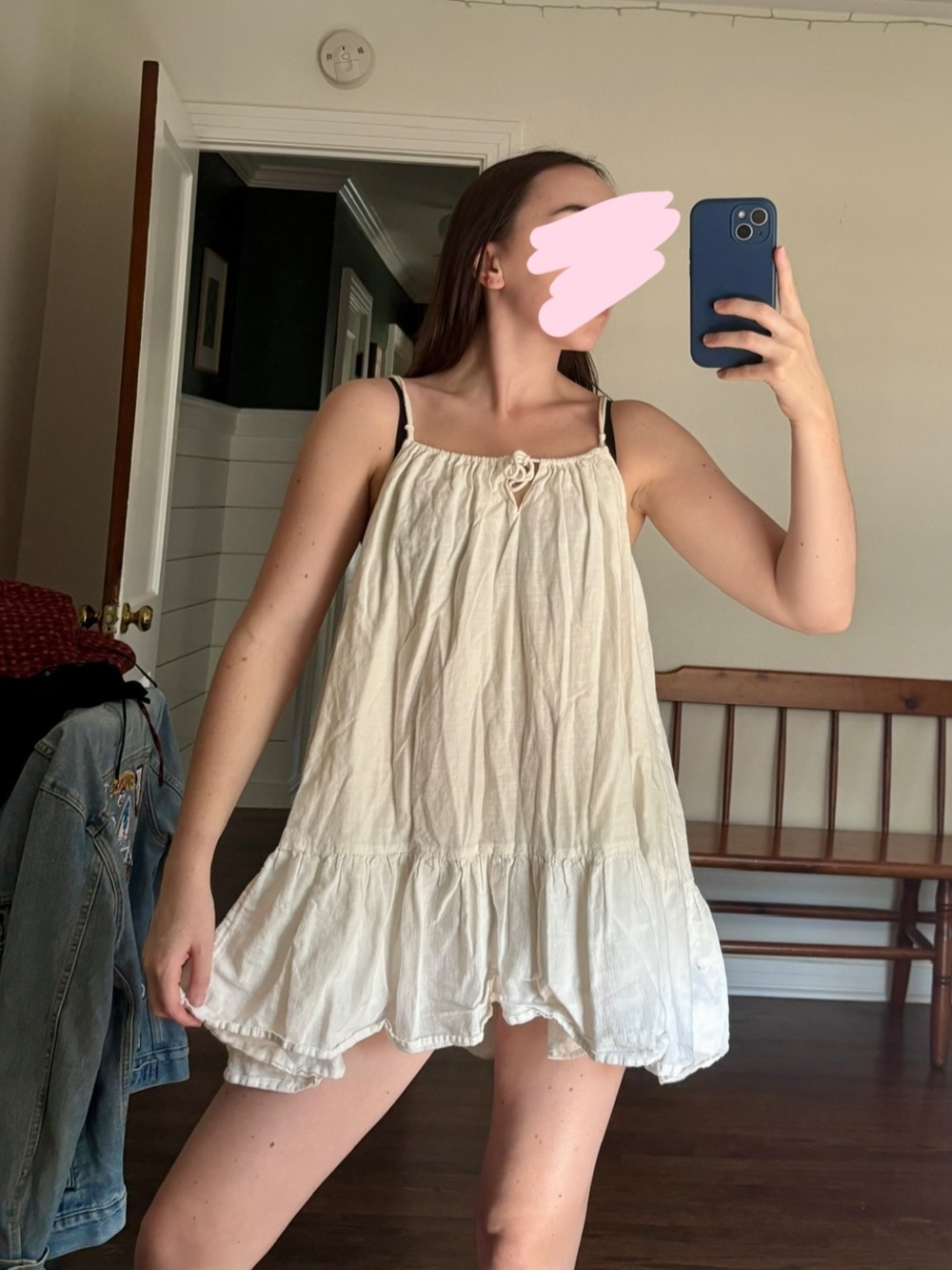 Urban Outfitters Cream Tiered Mini Sundress
